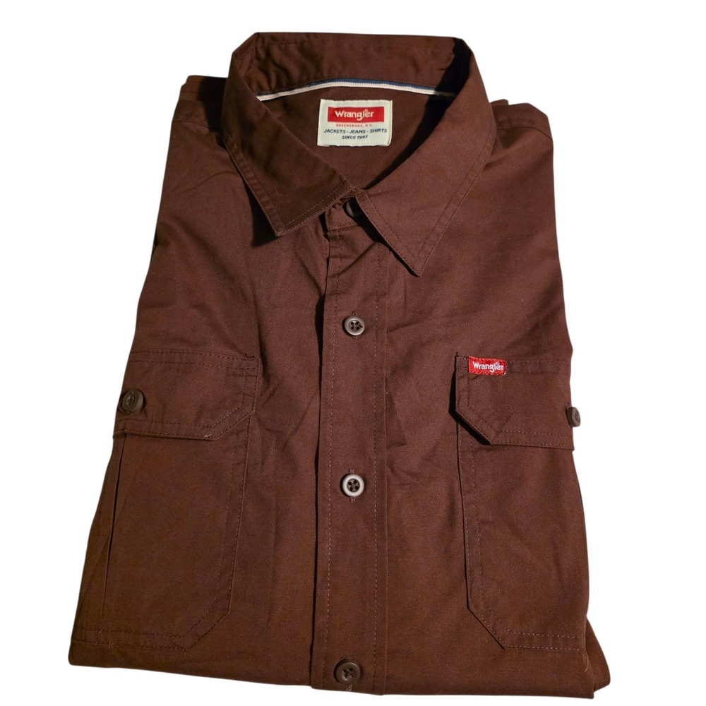 Wrangler Long Sleve Shirt Mens XXL Brown, Big Foot Design on Back
